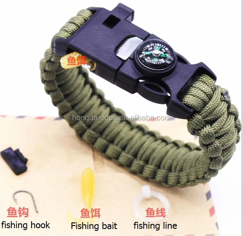 Fashion New design with fishing line/hook 550 paracord survival kit/bracelet for outdoor wilderness survival