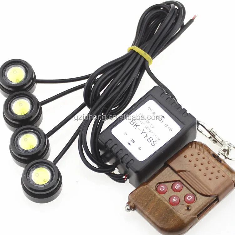 
Led 4*1.5W Car Strobe Flash Fog Daytime Running Light Eagle Eyes with Remote Control drl 
