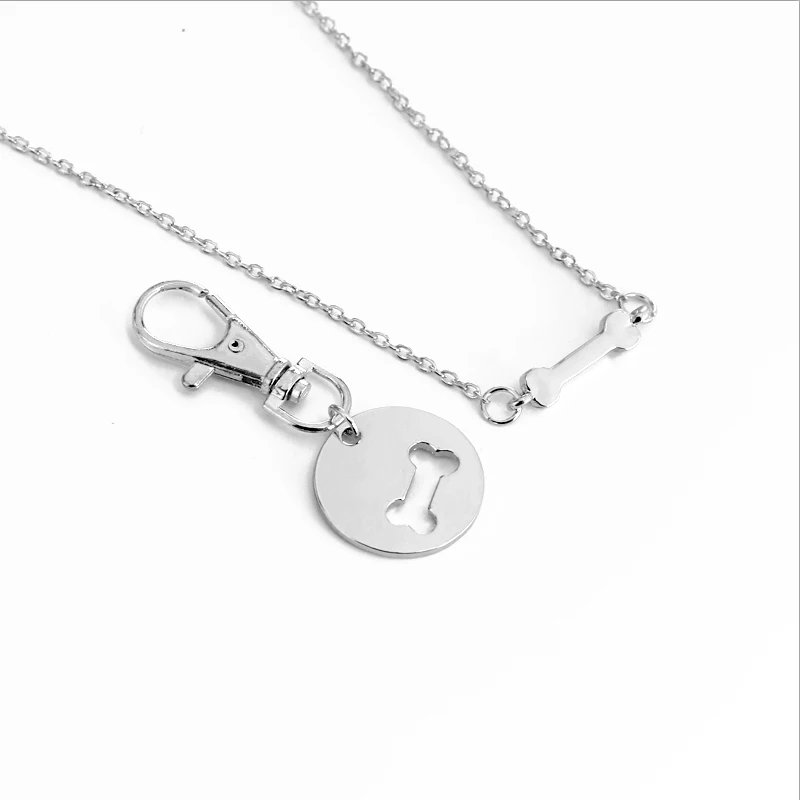 Dog Bone Matching Best Friends Charm Necklace&Key chain BFF Bones Friendship Pet Dog Lover Jewelry