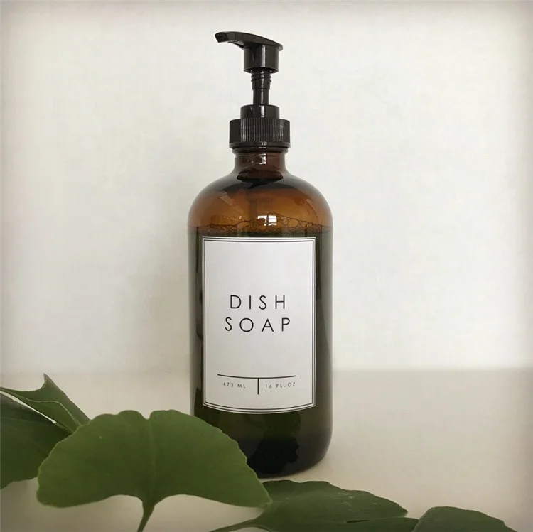 
Vintage inspired 250ml / 500ml boston amber glass bottle with black pump dispenser 