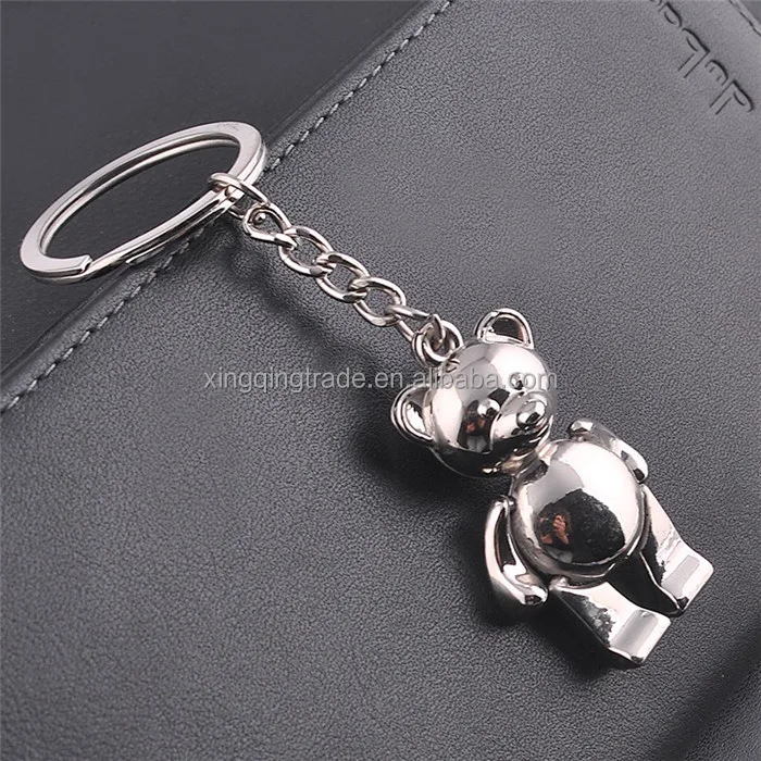 Funny silver metal 3D bear keychain with removing arms and legs