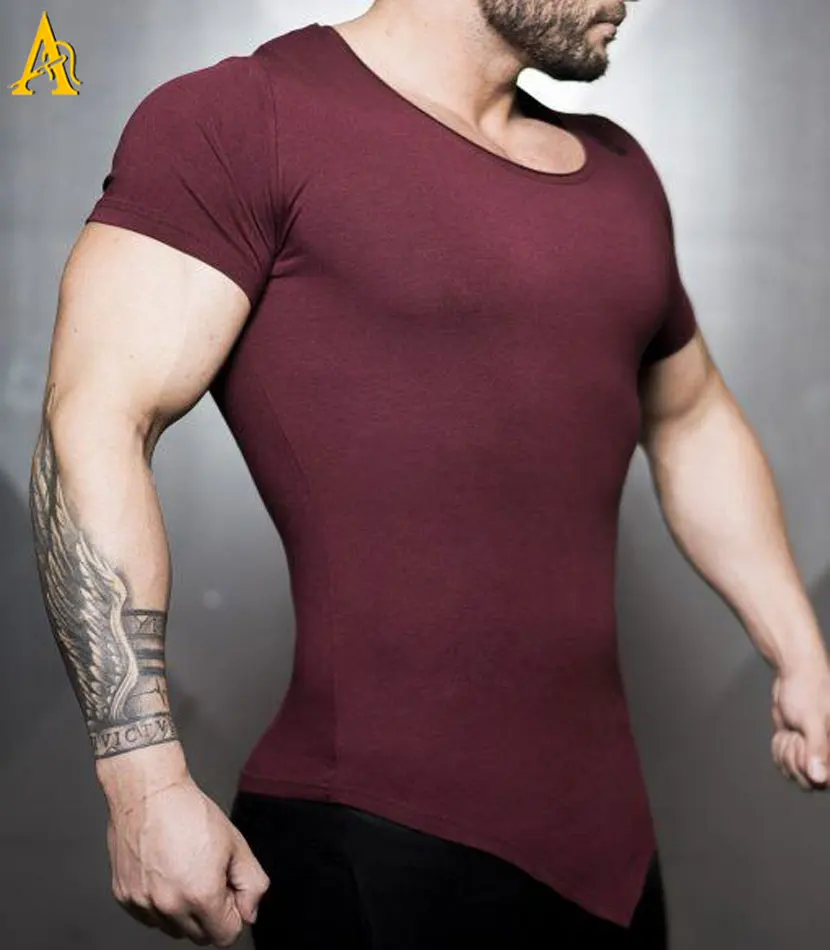 
High Quality 100% Pima Cotton Blank T-shirt Short Sleeve Round Neck Mens T Shirt with Curved Hem 