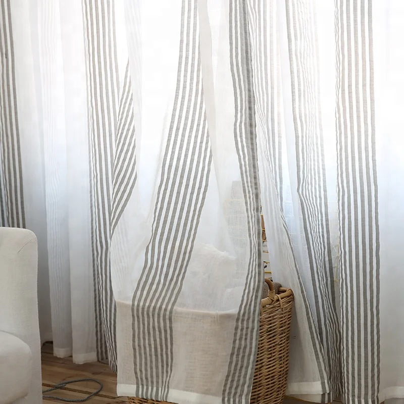 Stripe Sheer Curtains for Living Room Bedroom Tulle Curtains for the Kitchen Modern Fabric for Window Treatment Drapes Cortinas