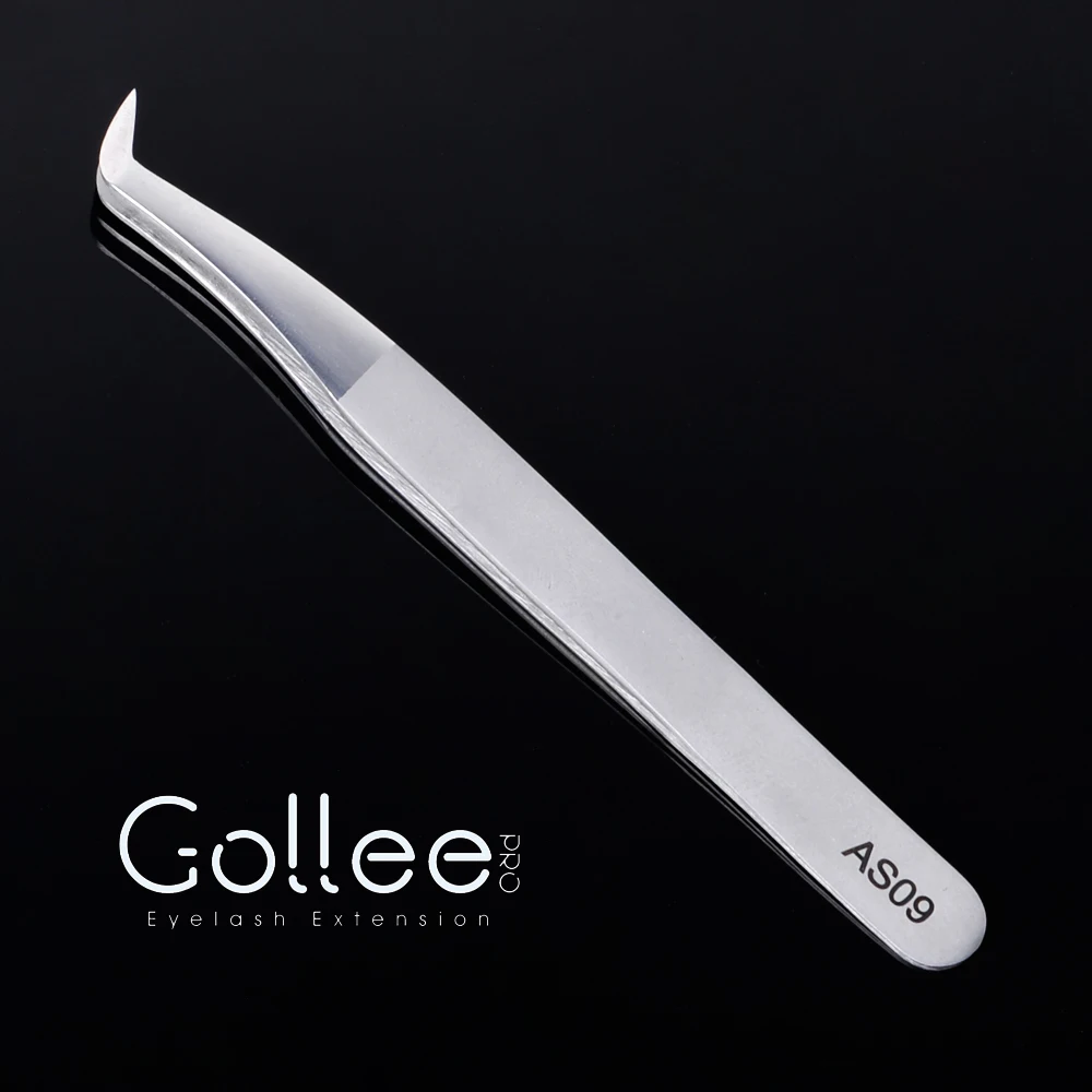 Gollee Stainless Steel Lash Applicator Tweezers With Custom Brand Name High Quality Eye Brow Volume Eyelash Extension Tweezers