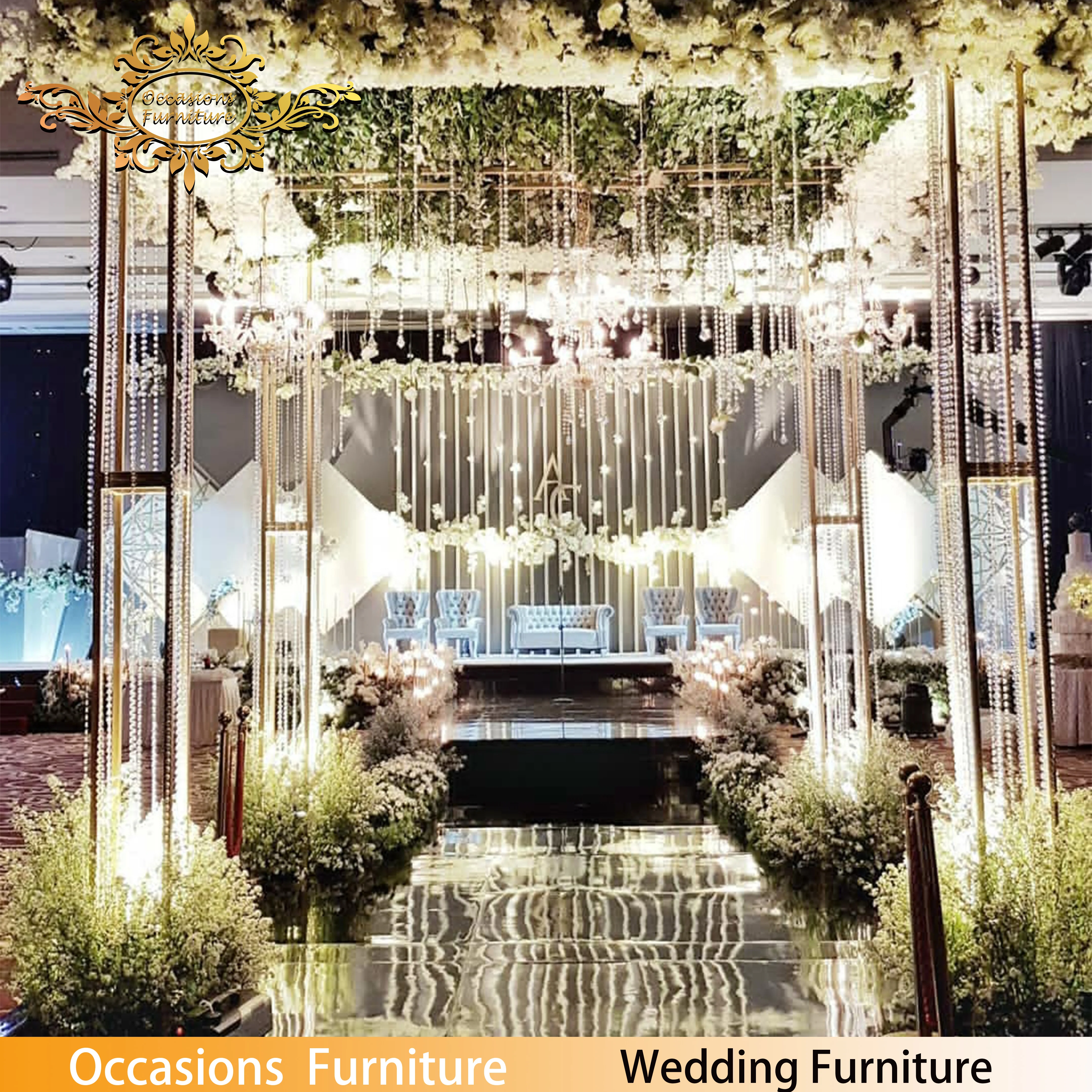 Stainless Steel Arch Gazibo Golden Mirror Mandap