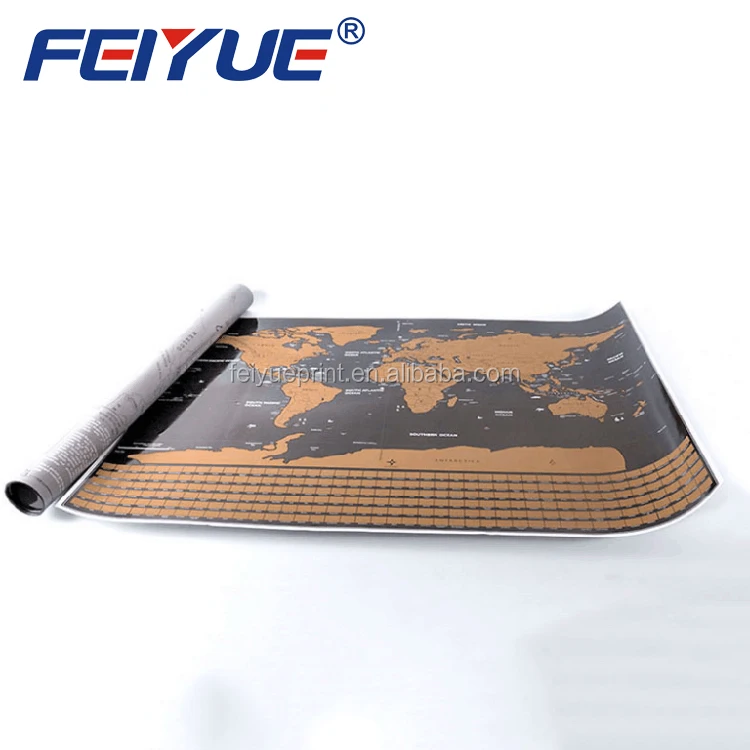 Manufacturer supply Black scratch world map