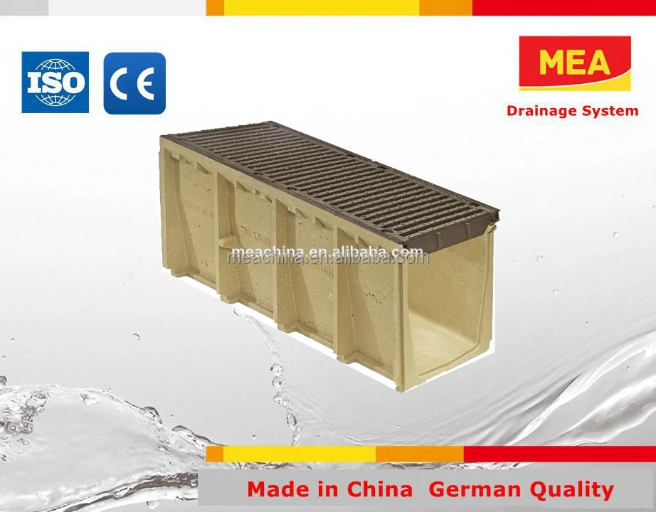 
MEA 400 Polymer Concrete Channel with ductile iron grating ,precast concrete trench drain 