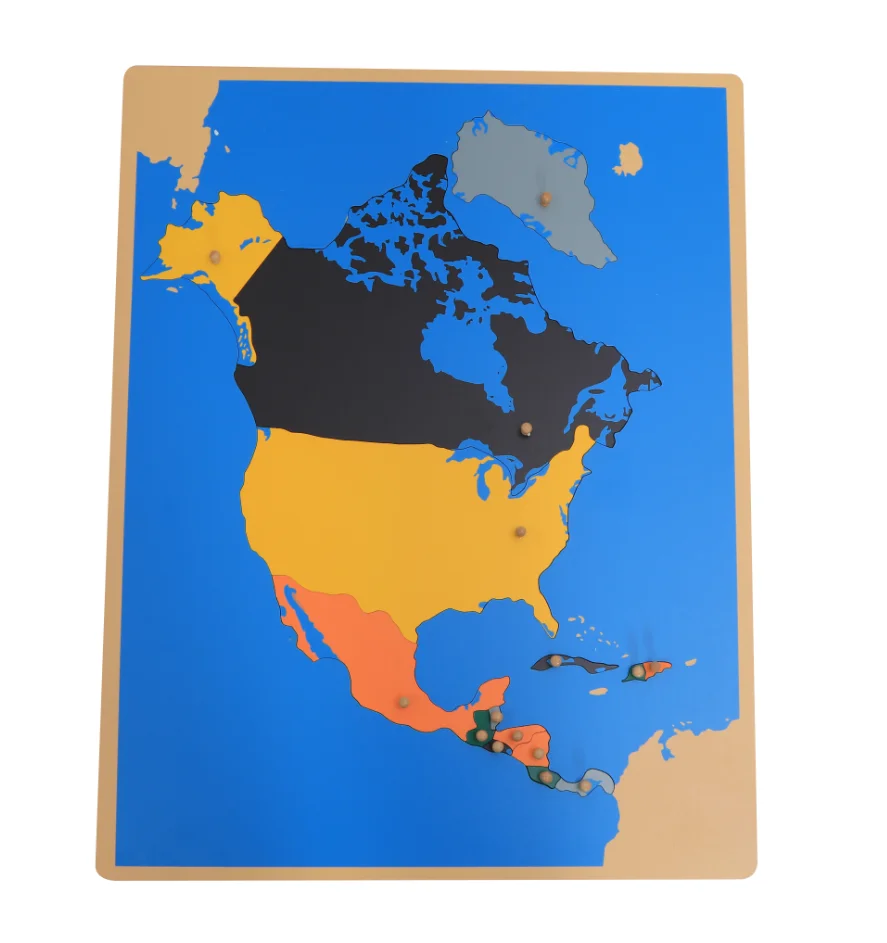 Early Learning Kindergarten Kids Wooden Montessori Map Puzzle Map of Asia