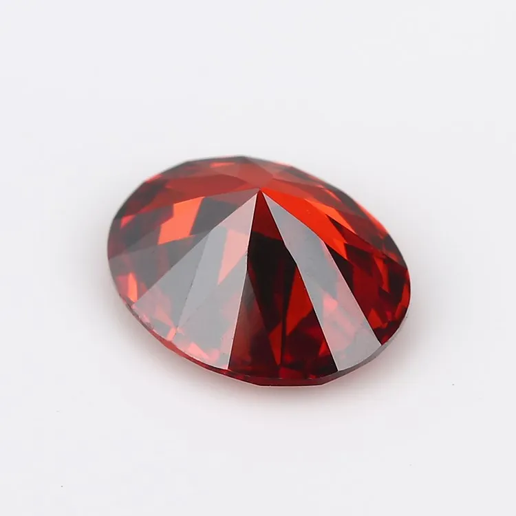 Wuzhou oval red cz stone Jiangyuan gems