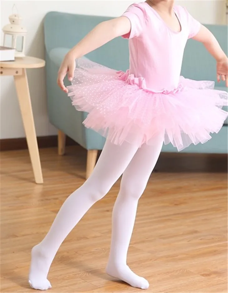 BT00006 оптовая продажа, бесплатный образец, полноценные белые балетные розовые чулки, детские танцевальные колготки