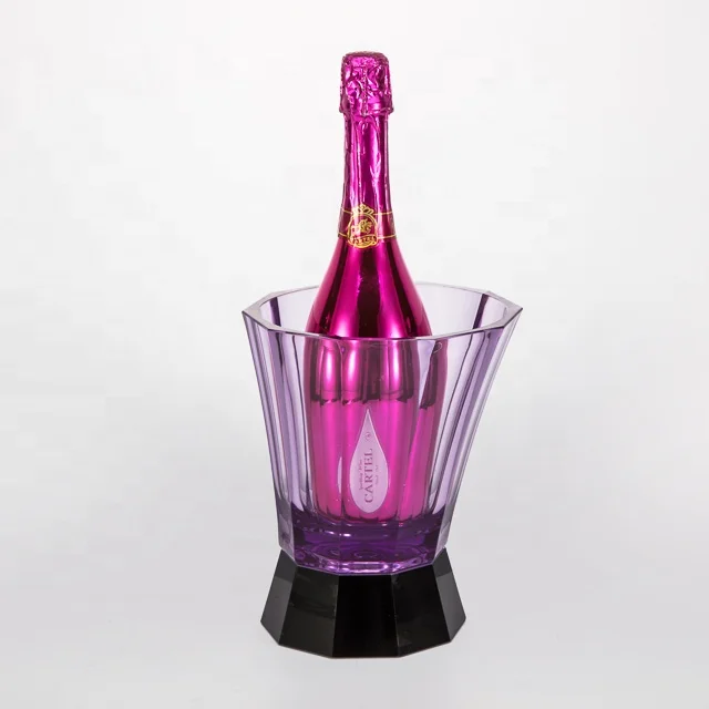 
Custom Logo rechargeable wine and beer ice bucket with led light, Illuminated LED plastic Champagne Acrylic Ice Bucket 