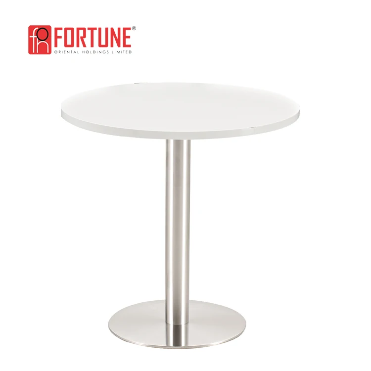 Round white acrylic coffee table with stainless legs mate 2