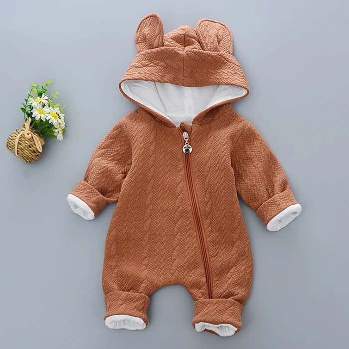 
YY10044A Infant children romper 0-1 year old baby bunny rabbit ears with an inclined zipper jumpsuit 