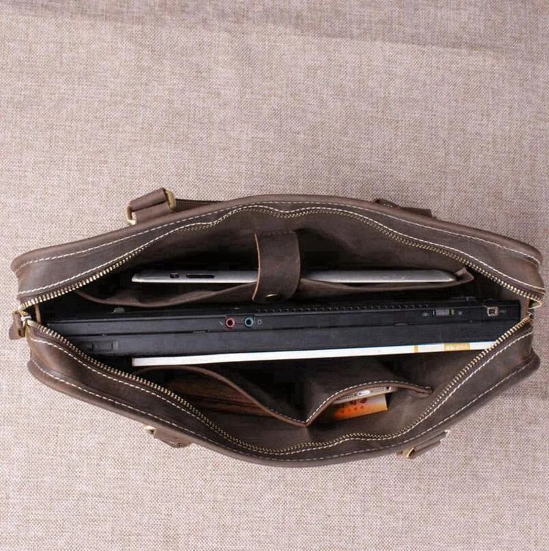 Dreamtop DTG006 hot sale business office laptop handbag vintage young mens briefcase cow leather bag
