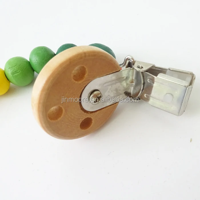 Деревянная игрушка для прорезывания зубов MSC14, деревянная цепочка-держатель для пустышки ручной работы