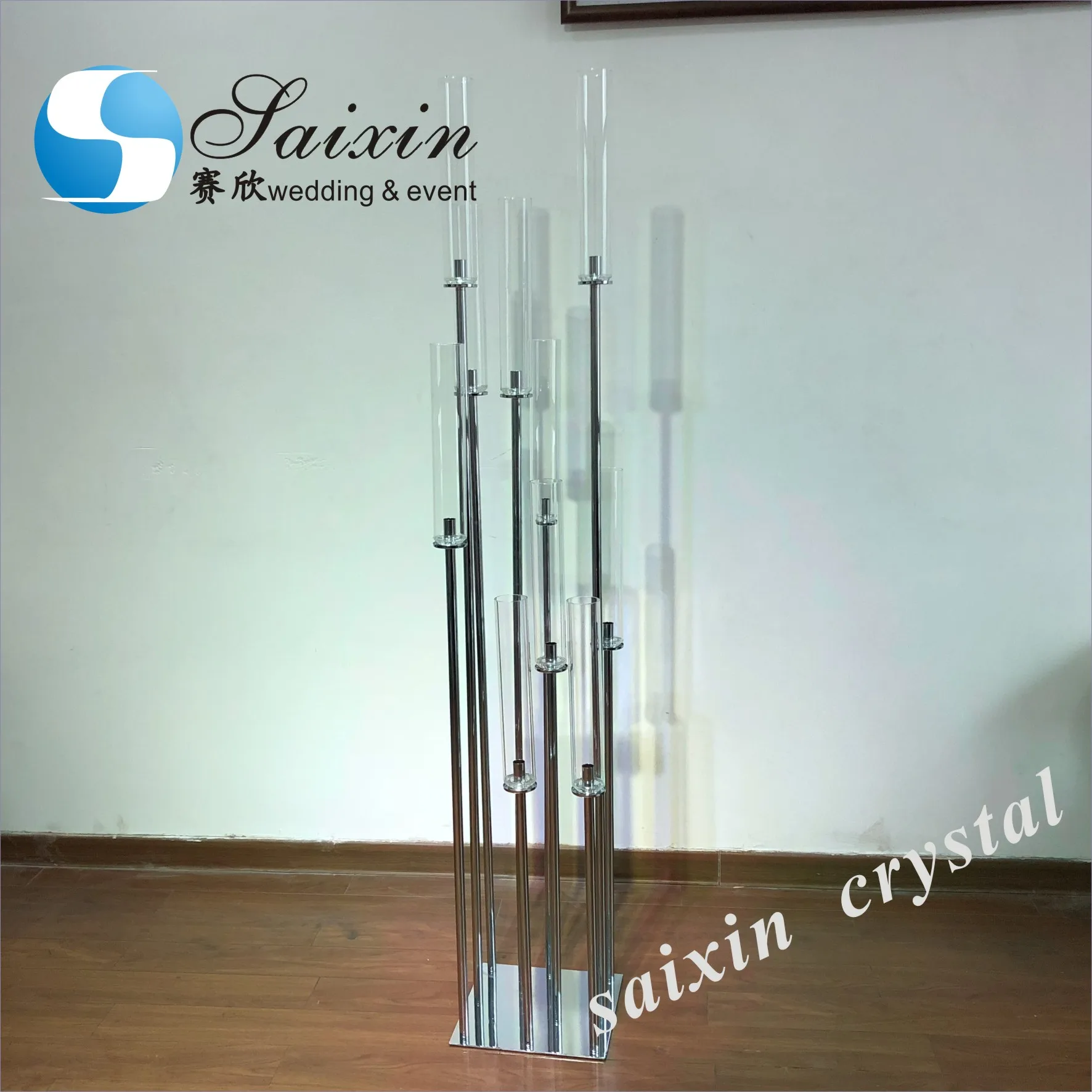 ZT-323G Bling gold long stem candelabra for wedding centerpiece