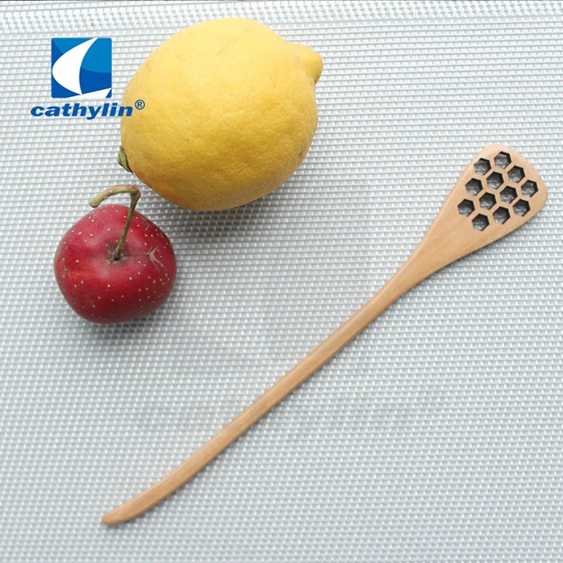 Cathylin hot selling wholesale long handle mini bee wood honey spoon