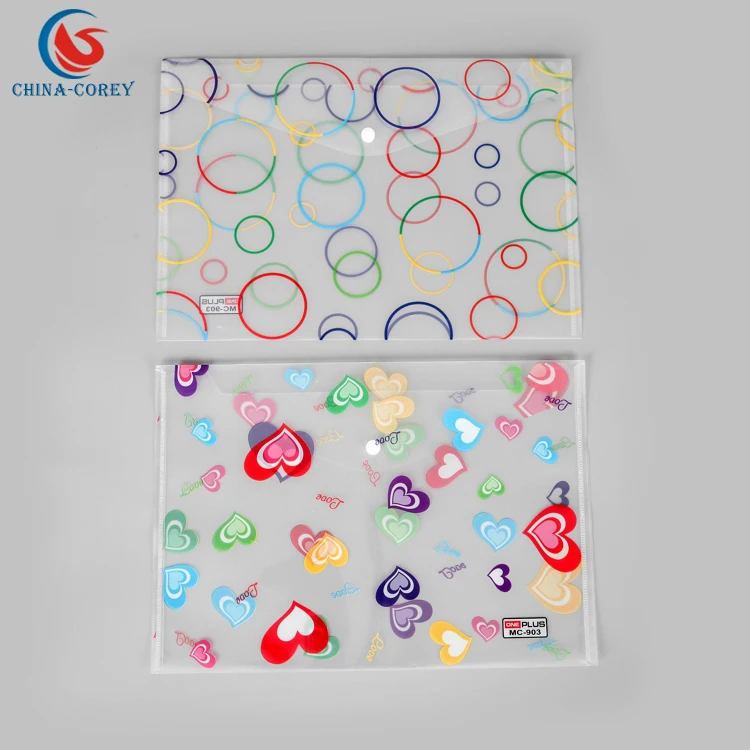 
clear thick plastic file document folder with snap button with premium quality 