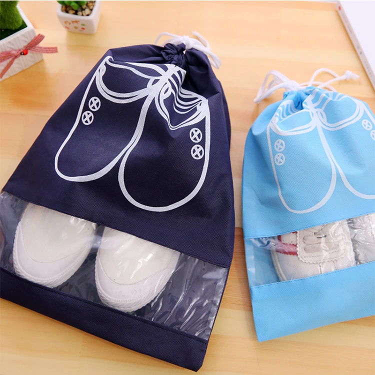 Wholesale cheap non-woven portable tote drawstring waterproof shoe dust bag