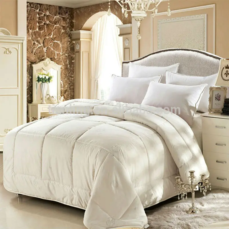 
China supply 100 cotton microfiber satin white stripe bedding comforter set 4pcs with pillows for home and hotel use 