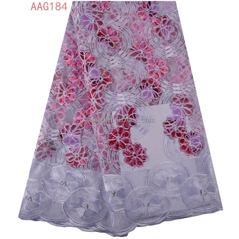 
2018 Hot Sell Nigerian Wax Lace Fabric Holland Wax Print Guipure Lace Fabric For Dress African Lace Fabric With Rich Beads 