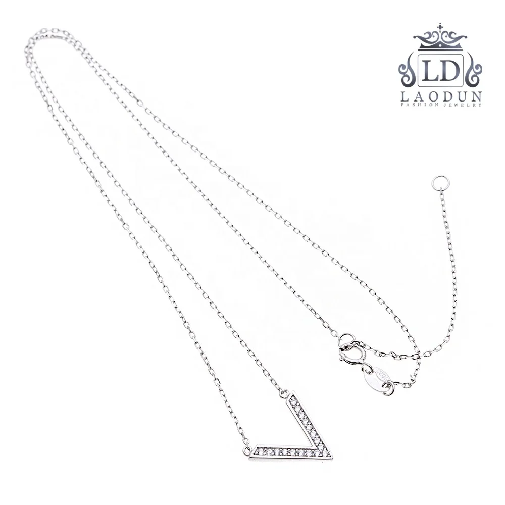 Letter V Initial Necklace for Women 925 silver alphabet hot sell fashion Pendant zircon Necklace