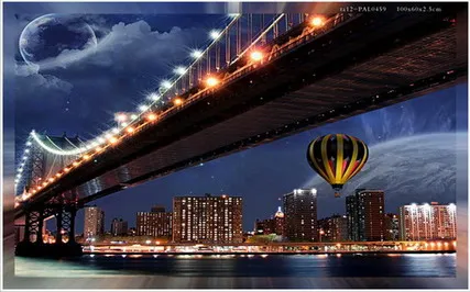 City photo beautiful led light painting canvas printing  art wall frames home decoration living room