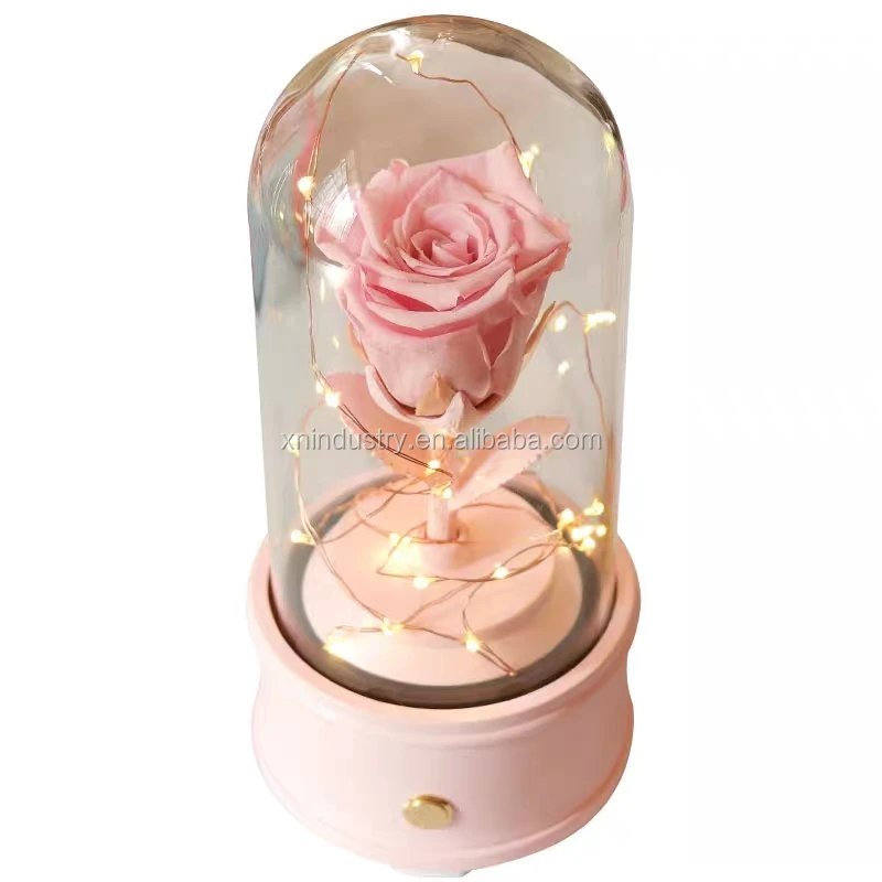 New novelty gifts for women black pink white music speakers preserved eternal rose small speaker