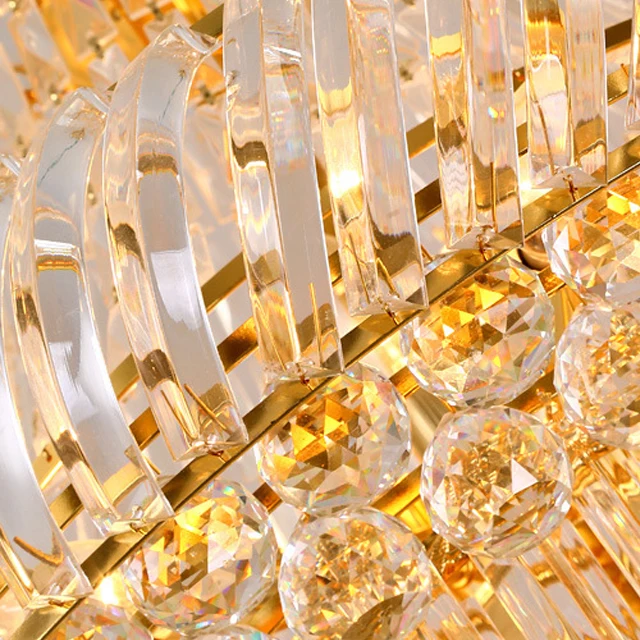 Energy Saving Light Source and Gold Empire Long Crystal Chandelier Stair Light For Villas Hotel Lobby Lighting