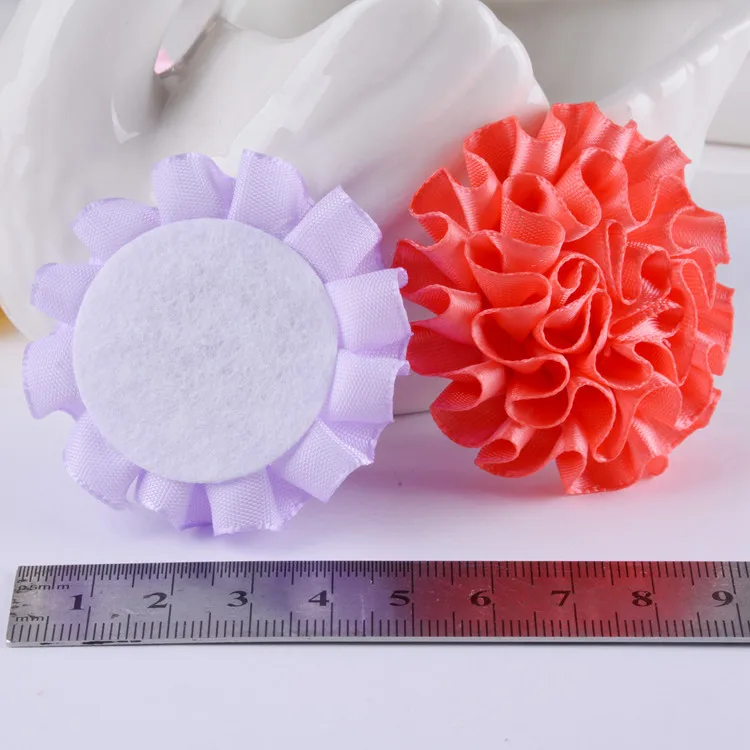 В наличии 23 Цвета Оптовая Продажа 5 см диаметр морщинистый цветочный бант, сделай сам детский полиэстер Сделай Сам атласный ленточный бант
