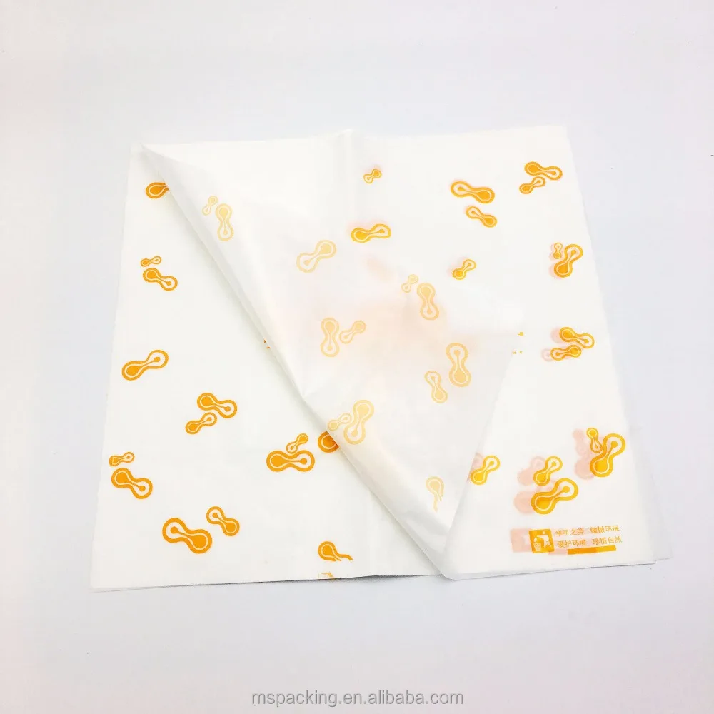 Custom Printed Burger Wrapper Wax Paper Hamburger Greaseproof Coated Paper Food Wrapping Paper With Customized Design