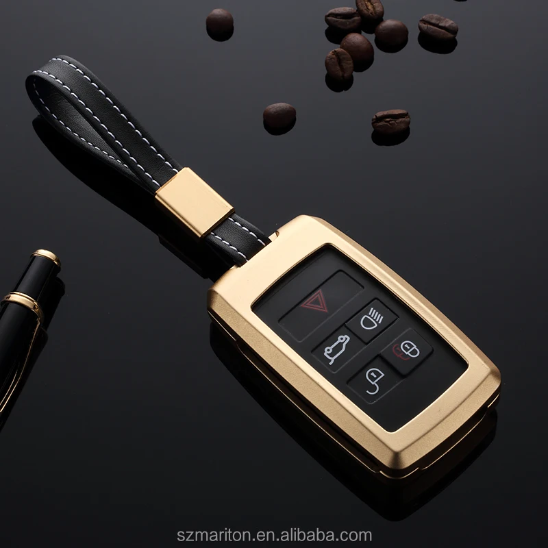 Metal Golden Light Alloy Case Cover fit for 2018 LR4 Discovery LR2 Sport Evoq Smart Key 5 Buttons