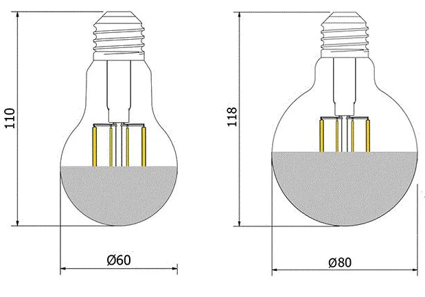 G80 LED Bulb with Mirror,Half Chrome Silver Globe Shape Bulb