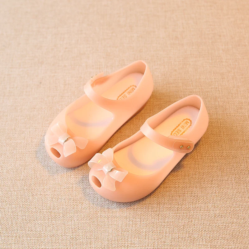 Larger size classic bow knot design kids girls mini melissa sandals