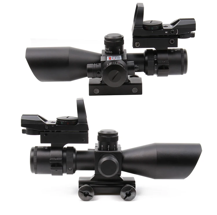 
NcDe 2.5-10x40 Tactical Rifle Scope Dual Illuminated Mil-dot W/ RED(GREEN) Sight, Rail Mount and 4 Reticle Red/Green Dot 
