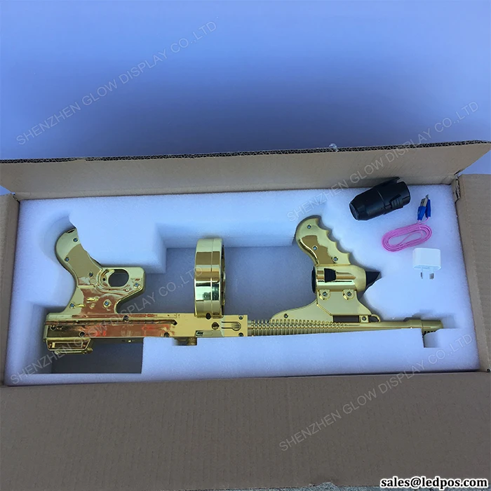 Silver Gold Rose Gold Rechargeable LED Champagne Gun Sprayer Machine with Jet Nozzle Pourer Convert Base