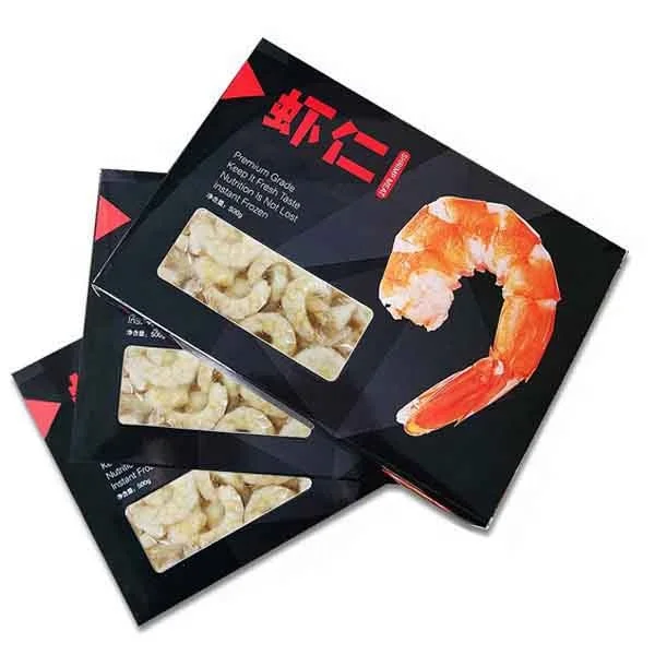 China factory custom print waterproof/waxed seafood food box,frozen fish shrimp box,lobster box with pvc window