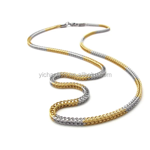 half gold-silver stainless steel fox tail chain