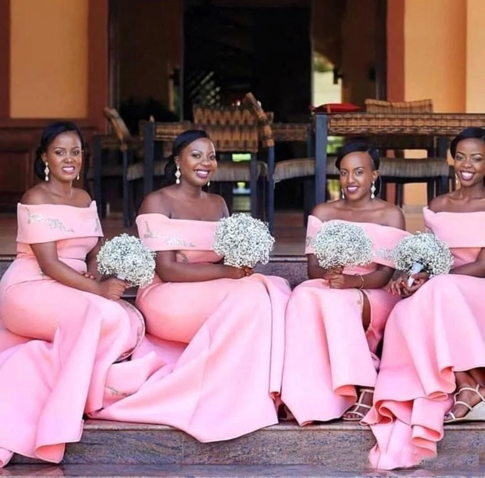 
2019 African Off-shoulder Bridesmaid Dress Mermaid Wholesale 