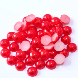 Wholesale free sample loose plastic abs siam half cut pearls half round flatback pearls beads for jewelry making