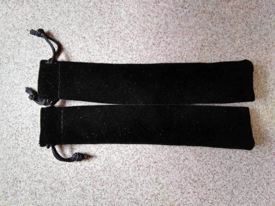 
100pcs/lot high quality 3.5*17cm gift drawstring pouch velvet pen bag for ball pen pencil storage and packaging 