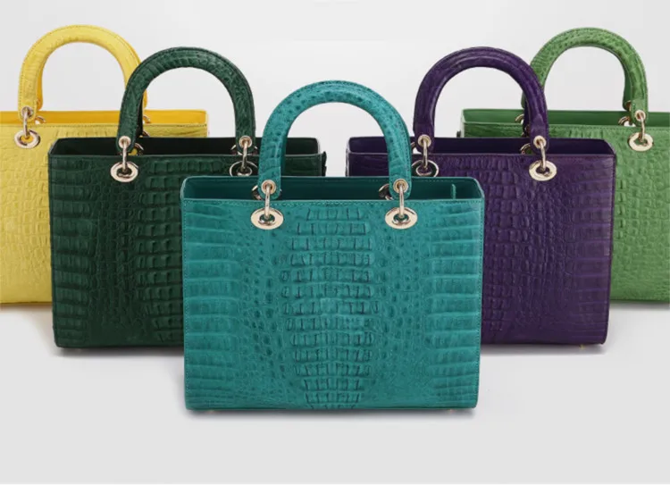 OEM ODM Fashion Classic Genuine Crocodile Skin Leather Designer Ladies Women Female Handbags Custom Leather Tote Bag Wholesale