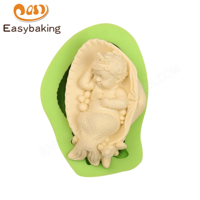 
3D Sleeping Baby Infant Mermaid Silicone Fondant Cake Decor Mold 