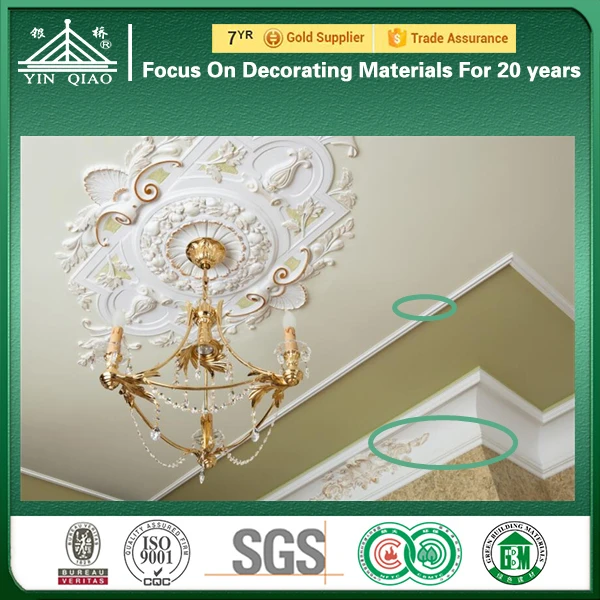 Interior Classical Ceiling Decorating Design Fireproof Plaster Cornice Moulding