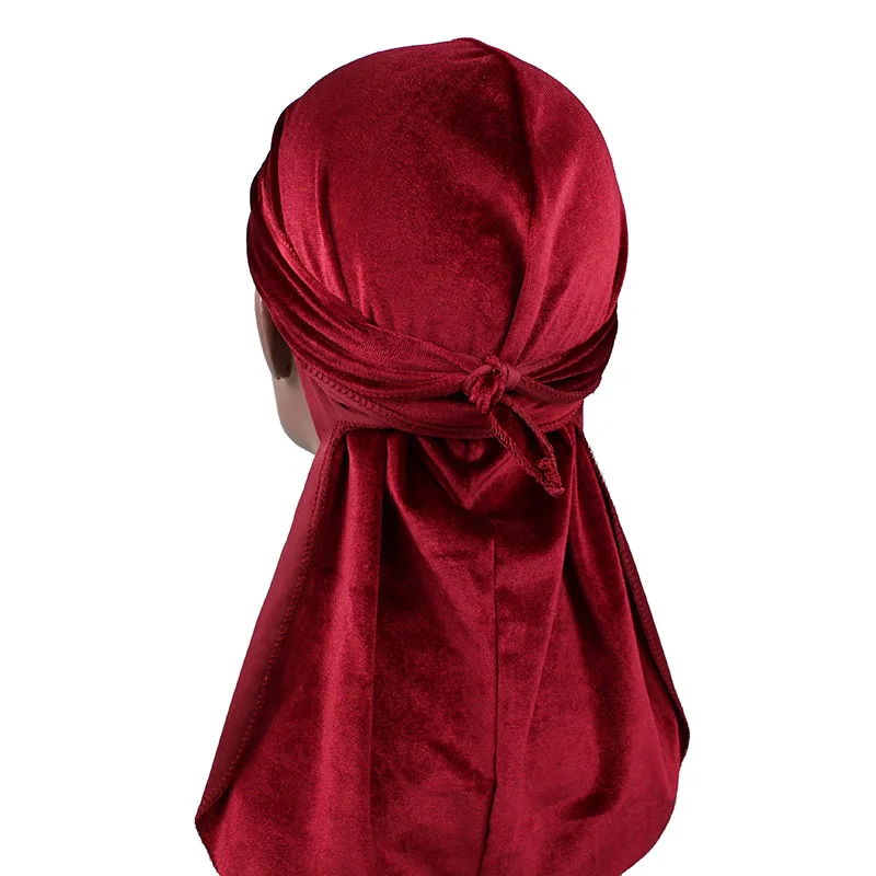 Мужская бархатная бандана-тюрбан, головной убор, мужские головные уборы Durag, волнистые головные уборы, повязка на голову, аксессуары для волос Du Rag