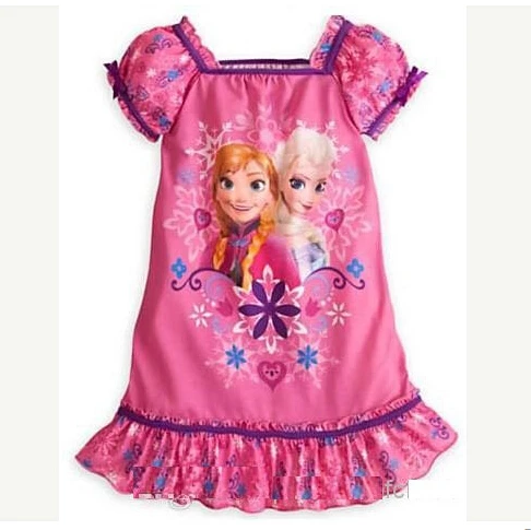 
Frozen Inspired Baby Girl Night Gown with Princess Anna and Princess Elsa (18/24M - 5T) 