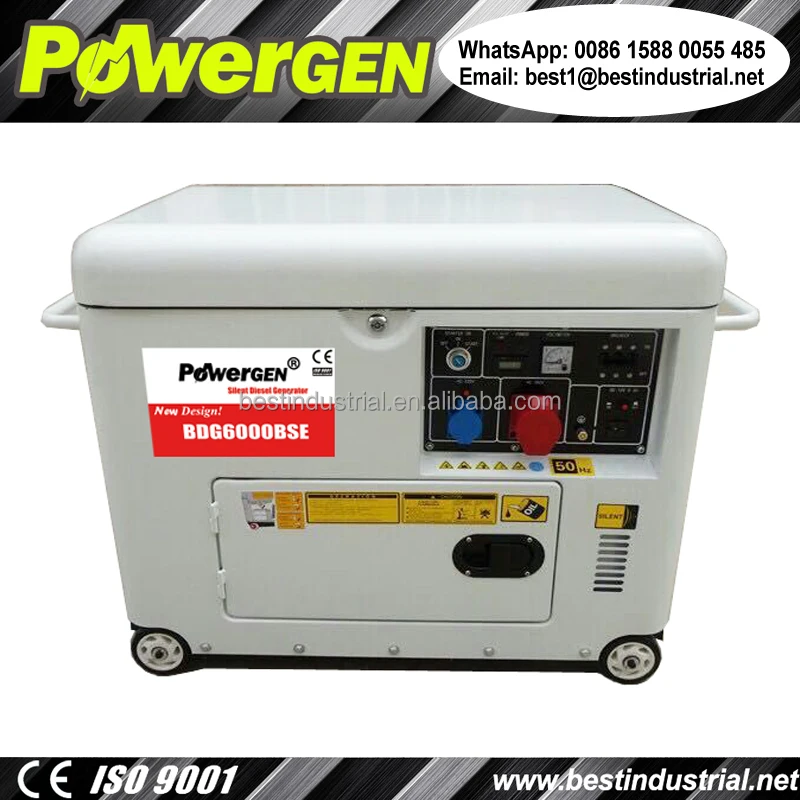 Newly Designed!!! Factory Direct Sale POWERGEN 50Hz/60Hz Silent Type Small Portable Diesel Generator 5000W with Cooling Fan