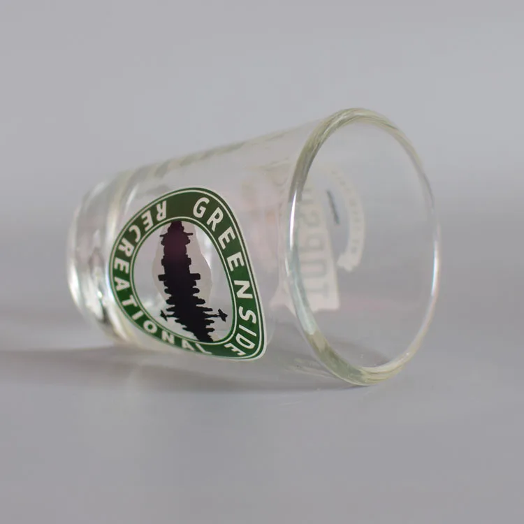 Machine Pressed Glass Shot 50ml Decal logo Printing Custom Shot Glass