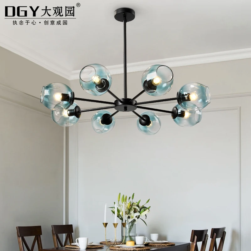 Modern Hand Blown Art iron and bubble hanging pendant lamp glass chandelier