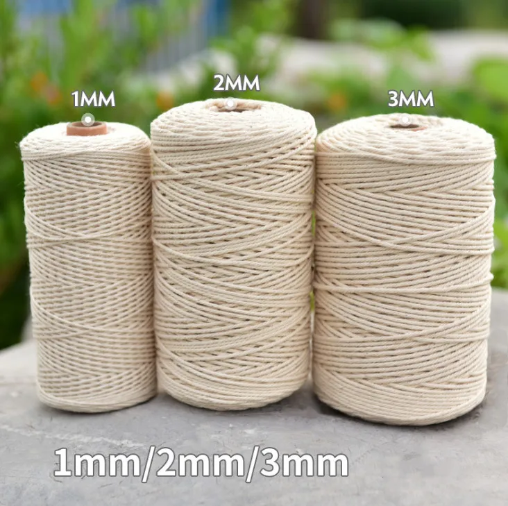 Wholesale strong natural  cotton twisted macrame cord 8mm